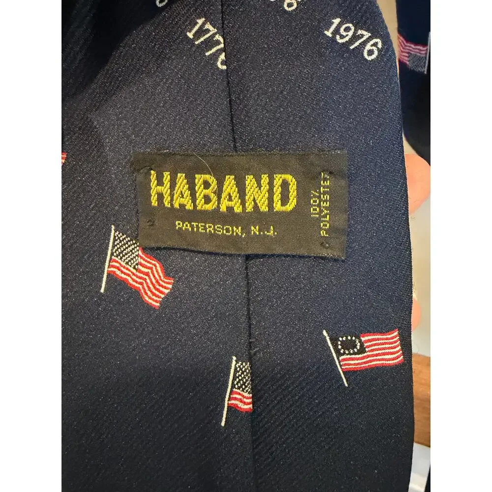 Habano- Navy 1776 1976 flag tie- polyester-bicentennial - Picture 3 of 4